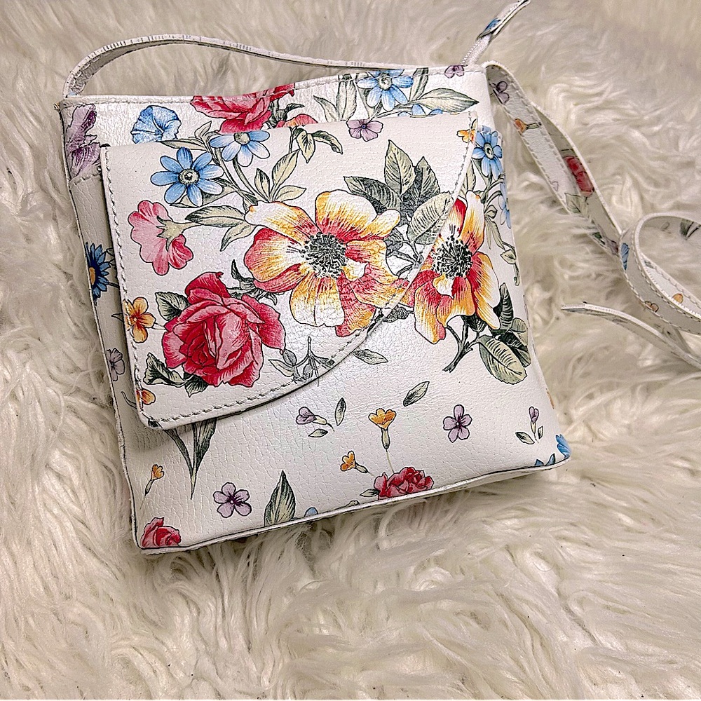 Borse In Pelle Fold Over Crossbody Bag Italian Soft Leather Floral Purse